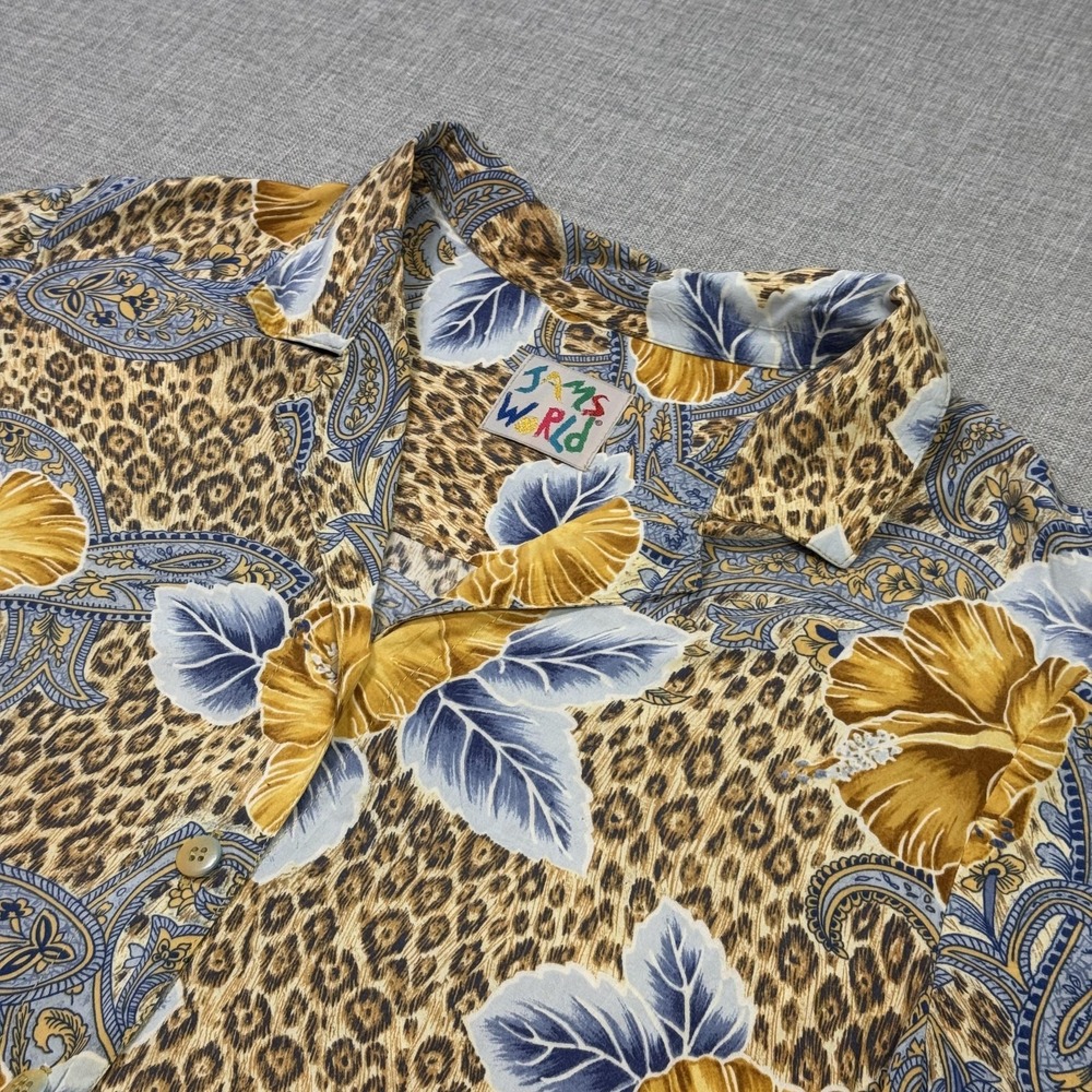 Jams World Vintage Aloha Shirt Womens Large Multicolor Floral Rayon Hawaiian